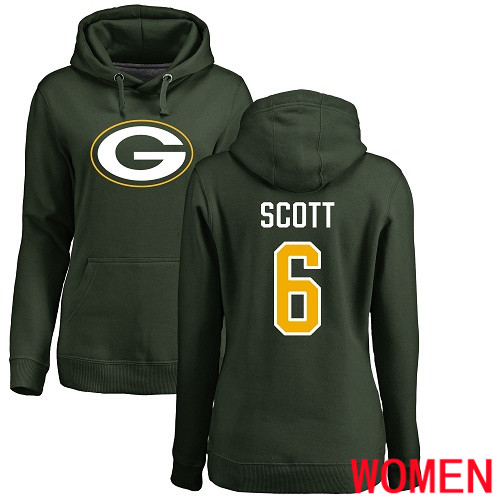 Green Bay Packers Green Women #6 Scott J K Name And Number Logo Nike NFL Pullover Hoodie Sweatshirts